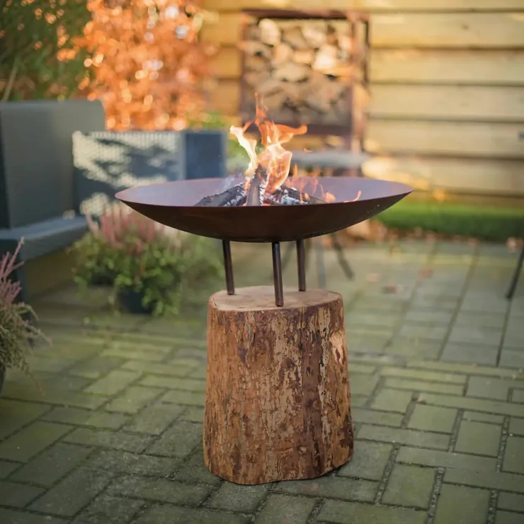 Redfire Corten stål fire pit på træstubbe, billede 2