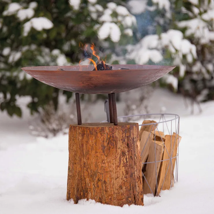 Redfire Corten stål fire pit på træstubbe, billede 4